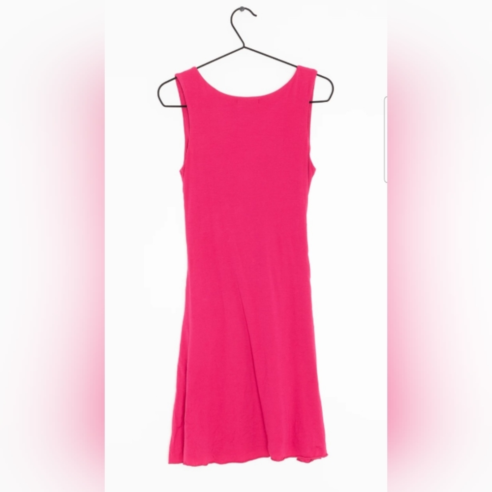 Anthropologie Dress Jersey Knit Top Knot Waist hot pink Velvet Graham Spencer S - Picture 2 of 6
